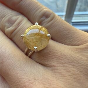 Rutilated quartz sterling silver ring size 6